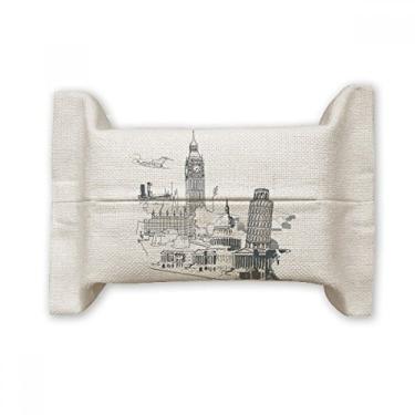 Imagem de Travel Landmark — Suporte de capa de papel para lenços faciais Big Ben e Torre de Pisa