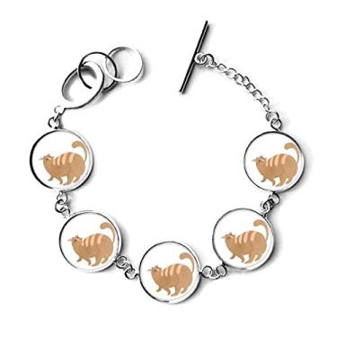 Imagem de DIYthinker Bracelete com pingente de corrente e pingente de gato gordo marrom e aquarela