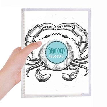 Imagem de Caderno de ilustração de organismo marinho com desenho de caranguejo diário de folhas soltas recarregável