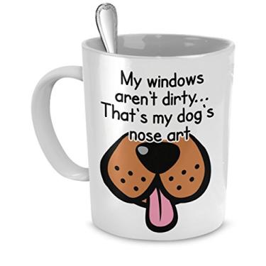 Imagem de Canecas engraçadas para cães - My Windows Arn't Dirty.That's My Dog's Nose Art - Presentes divertidos para cães - Arte de nariz de cachorro