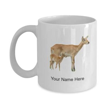 Imagem de Caneca vermelha personalizada com lechwe, copo de café vermelho-lechwe, ideia de presente vermelho-lechwe, copo vermelho personalizado, caneca vermelha - caneca de café 325 ml