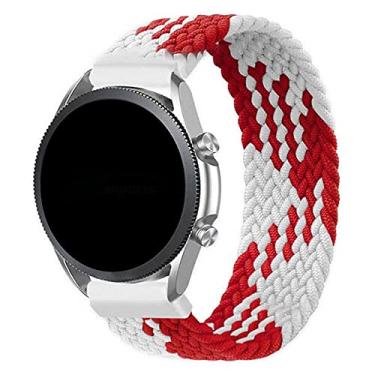 Imagem de Pulseira 22mm Trançada Elastica LTIMPORTS, compativel com Galaxy Watch 3 45mm - Galaxy Watch 46mm Sm-R800 - Gear S3 Frontier - GTR4/GTR3/GTR2/GTR 47mm - Bip 5 (Branco/Vermelho [Tam. P] (Pulso 175 até 185mm))