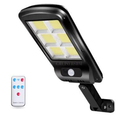 Imagem de Luminária Solar Poste Lâmpada Led Refletor Arandela Externa De Parede Jardim Sensor de Presença Holofote Controle Remoto