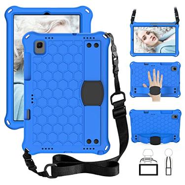 Imagem de QYiD Capa infantil para Fire HD 8/Fire HD 8 Plus (10ª geração, versão 2020), capa leve e não tóxica à prova de choque com suporte de alça, cinto de ombro para tablet Fire HD 8, azul/preto