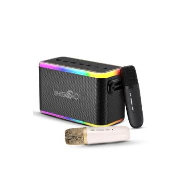 Imagem de Caixa de Som Bluetooth Imenso X31 80W, Karaokê, 2 Microfones Sem Fio