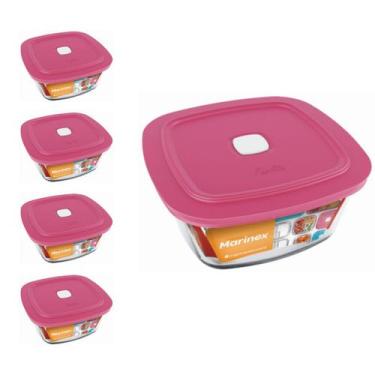 Imagem de Pote Vidro Quadrado Facilita Marmita 300ML Marinex 4Un - NADIR FIGUERE