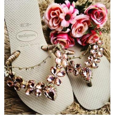 Imagem de Havaianas De Luxo Pedraria Rosé, Creme, 37/38