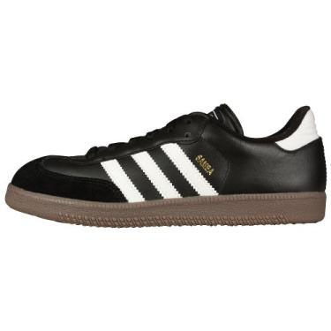 Imagem de adidas Samba Classic Leather Soccer Shoe (Toddler/Little Kid/Big Kid),Black/White,2 M US Little Kid