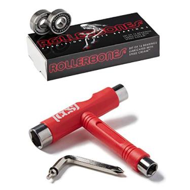 Imagem de RollerBones Rolamentos de skate Bones Roller Bones com ferramenta de skate CCS (rolebones com ferramenta de skate CCS vermelha)