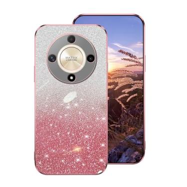 Imagem de Compatível com Honor Magic 6 Lite Capa de silicone com purpurina, para Honor Magic 6 Lite Capa de telefone de silicone transparente de camada dupla removível TPU macio à prova de choque protetora