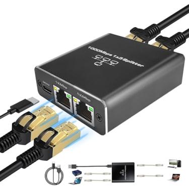 Imagem de Divisor Gigabit Ethernet 1 a 3 de alta velocidade, divisor LAN de 1000 Mbps (3 dispositivos de rede simultânea), adaptador divisor RJ45 com cabo de alimentação USB, divisor de Internet para cabo Cat5