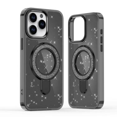 Imagem de Capa transparente com suporte de glitter para Samsung S25 S24 S23 Ultra S24 S23 FE (para Galaxy A25/preto)