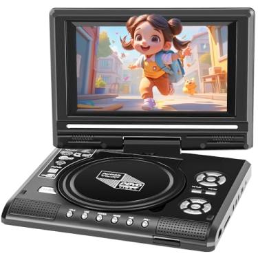 Imagem de DVD Portatil, Leitor de DVD Portátil de 7,8" com Tela Giratória Bateria Recarregável de 4 Horas, DVD Player, Leitor de DVD, Aparelho de DVD, Leitor de DVD para Carro, Suporte para CD/Cartão Sd/Usb