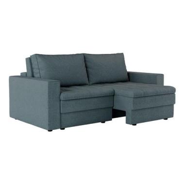 Imagem de Sofá 3 Lugares Retrátil Berna Linho Cinza 210 cm - Mobly