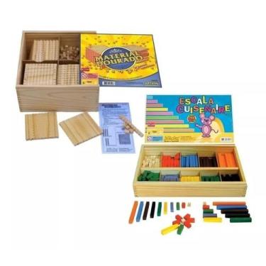 Imagem de Kit Material Dourado 611 Peças E Escala Cuisenaire 294 Peças - Mundo F