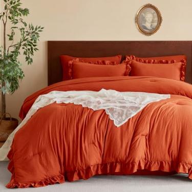 Imagem de MR&HM Conjunto de edredom King Size, 7 peças, lençol de cima, lençol de cima, lençol com elástico, fronhas e fronhas