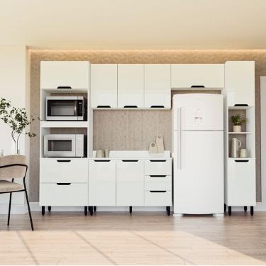 Imagem de Cozinha Compacta 250068 5 Peças Meena Com Tampo Branco Politorno Móveis