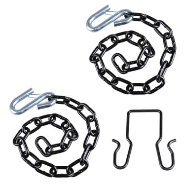 Imagem de Stegewop Corrente de segurança de reboque 68,5 cm, grau 30, capacidade de 3,175 kg, corrente preta revestida em E com ganchos zincados, suporte de corrente de segurança de reboque para haste de 5 cm