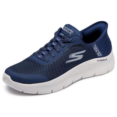Imagem de Skechers Tênis feminino Go Walk Flex Hands Free Slip-ins-Grand Entry, Azul-marinho/branco, 7.5