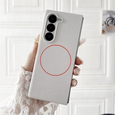 Imagem de Capa fina magnética de couro sintético para Galaxy Z Fold6 (para Galaxy Z Fold6/branca)