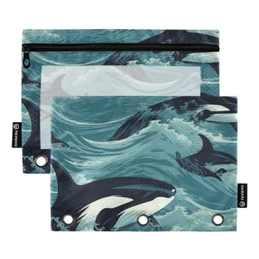 Imagem de Wassud Baleias Pacote com 2 Pastas de Fichário Pastas de Bolso com 3 Furos, Pasta Organizadora de Fichários para Casa, Escritório