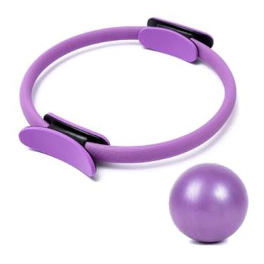 Imagem de BOALORD Conjunto de anel e bola de Pilates, treinador de exercícios de pilates, equipamento de alongamento de faixas de bumbum, mini bola de exercício de pilates para pernas, braços e coxas