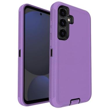 Imagem de Aliruke Capa para Samsung Galaxy S25 FE, proteção contra quedas de 5 metros, antiderrapante, à prova de choque, capa de telefone resistente de 3 camadas com capa à prova de poeira, roxa
