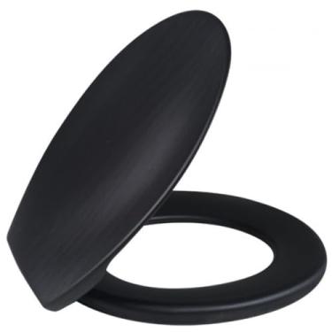 Imagem de Assento Sanitário Econômico Oval Universal | Tampa de Vaso Básica Injetada | Assento Sanitário Convencional(PRETO (SOPRADO))