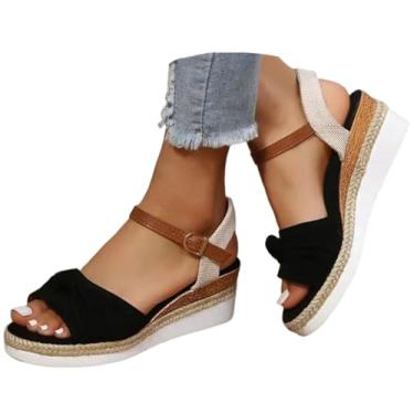 Imagem de Dkieuyu Sandálias ortopédicas de cunha para mulheres 2026 verão elegante plataforma moderna casual caminhada arco suporte alpargatas cunhas