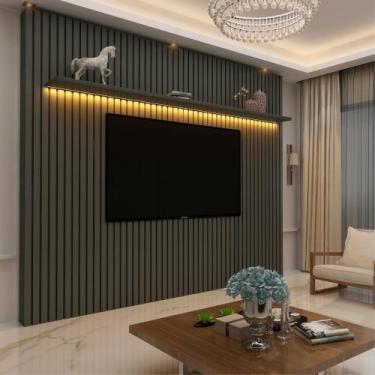 Imagem de Painel Ripado para TV até 90 Polegadas com LED 100% MDF 230CMX250CM No
