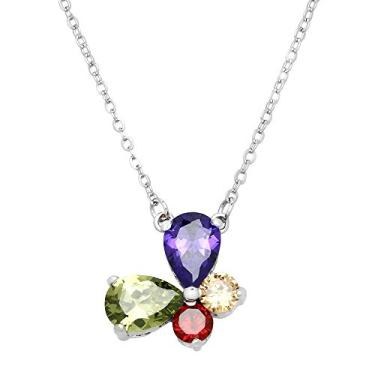 Imagem de Colar Falari com pingente de borboleta zirc nia c bica de r dio altamente polido Multicor