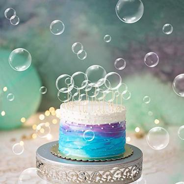 Imagem de 54 peças de decorações de bolo com bolhas transparentes para lembrancinhas de festa no fundo do mar, artigos de festa infantil, chá de bebê, sereia, bolha, topos de cupcakes