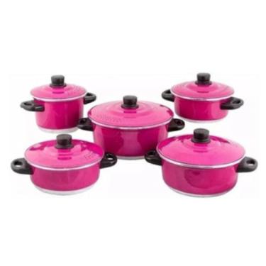 Imagem de Jogo De Panelas Caçarola 5 Peças Em Alumínio Rosa Pink