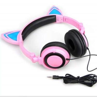Imagem de Fone De Ouvido Headphone Orelha Gato Led Luzes Pink Xtrad, Azul, Headp