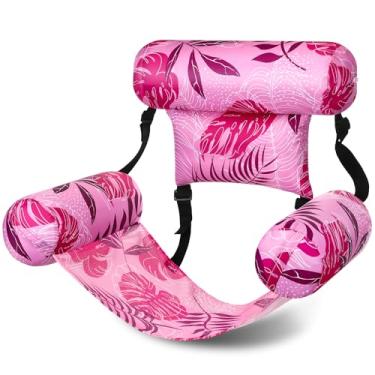 Imagem de Sonwyoung Flutuadores infláveis de piscina, cadeiras flutuantes para adultos, macarrão de piscina, para uso pesado, plantas tropicais, estampa divertida, cadeira flutuante para verão, praia, praia