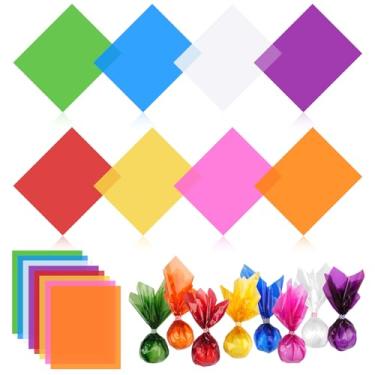 Imagem de PEASUG 120 folhas de celofane, folhas de violoncelo, folhas de papel celofane, envoltório de celofane colorido, folhas de plástico transparente para projetos de artesanato DIY, arte, luzes, decoração