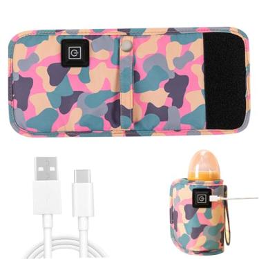 Imagem de Aquecedor de mamadeira, portátil, USB, aquecedor de mamadeiras, bolsa de 3 engrenagens, botão ajustável, aquecedor de mamadeira USB com cordão, fita de fixação de temperatura constante, aquecedor de
