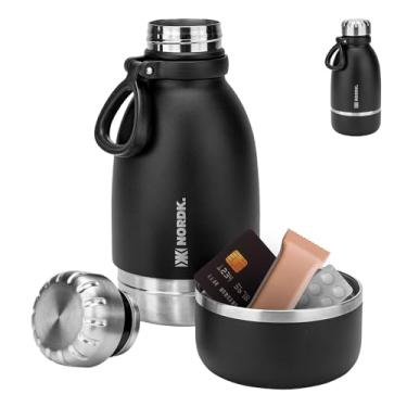 Imagem de Garrafa Térmica 1L Nordk To Go 2 em 1 Inox Com Divisória Compartimento