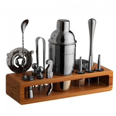 Imagem de Mixology Bartender Kit Bn Profissional 23 Peças em Aço Inoxidável com Suporte e Livro de Receitas