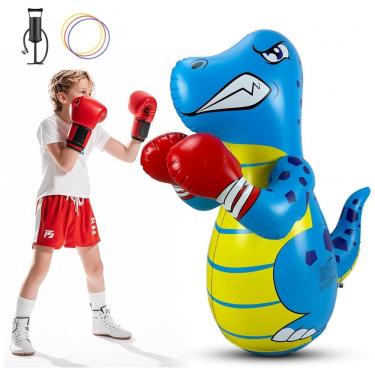 Imagem de FloVogue Boneco Inflável de Dinossauro para Crianças com Bomba de Ar - 120 cm, Atividades de Boxe e Jogo de Arremesso