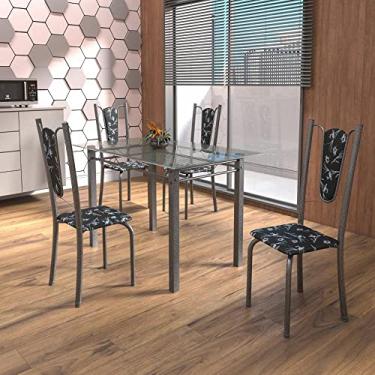 Imagem de Conjunto de Mesa Tubular 4 Cadeiras 120cm com Tampo de Vidro Melissa Soma Móveis