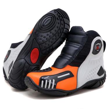 Imagem de Bota motociclista unissex emborrachada em couro legítimo semi-impermeável - Atron Shoes-Unissex