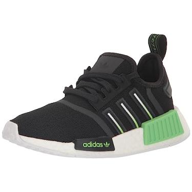 Imagem de adidas Originals Tênis infantil unissex NMD_r1, Preto/Limão Lúcido/Branco, 5 Big Kid