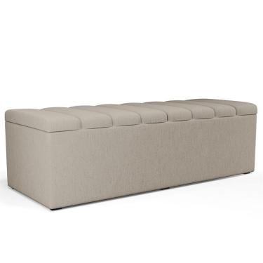 Imagem de Calçadeira Recamier Baú Para Cama De Casal Queen Dália 195x50 cm W01 Linho Bege - Lyam