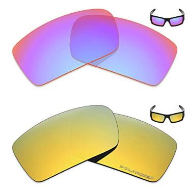 Imagem de Mryok+ 2 pares de lentes polarizadas de substituição para óculos de sol Oakley Gascan – rosa cobalto/ouro 24K