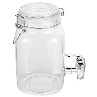 Imagem de Mini Fridge Glass Beverage Dispenser| 1L Glass Jar with Metal Tap, Entertainment Glassware Pitcher with Leak Free Spigot for Iced Tea, Fermenting and More Beverage Mason Jars