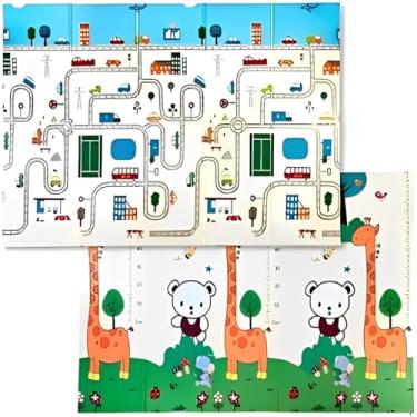 Imagem de Tapete Infantil Pista Urso Girafa Elefante Castor Tatame Infantil para Bebê Emborrachado Dobrável Macio Dupla Face Educativo de Atividades para Bebê Portátil (1.5x2m) PREMIUM PRATITO