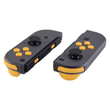 Imagem de eXtremeRate Reposição ABXY Direção Teclas SR SL L R ZR ZL ZL Botões de acionamento molas, conjunto completo de botões de reparo kits com ferramentas para Nintendo Switch Joy-Con JoyCon Shell não incluído, Caution Yellow, NS Full Set Buttons