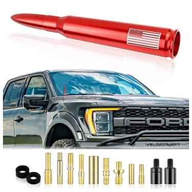 Imagem de Antena de bala de carro com bandeira americana, acessórios externos de caminhão, topos de antena compatíveis com GMC, Chevy Silverado, Dodge, Ford, Substituição de antena Jeep (vermelho premium