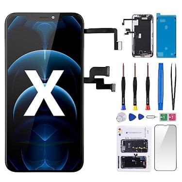 Imagem de CYKJGS Substituição de tela para iPhone X de 5,8 polegadas para iPhone 10 com fone de ouvido e sensor de proximidade Display LCD digitalizador 3D Touch conjunto completo kit de reparo de alto-falante